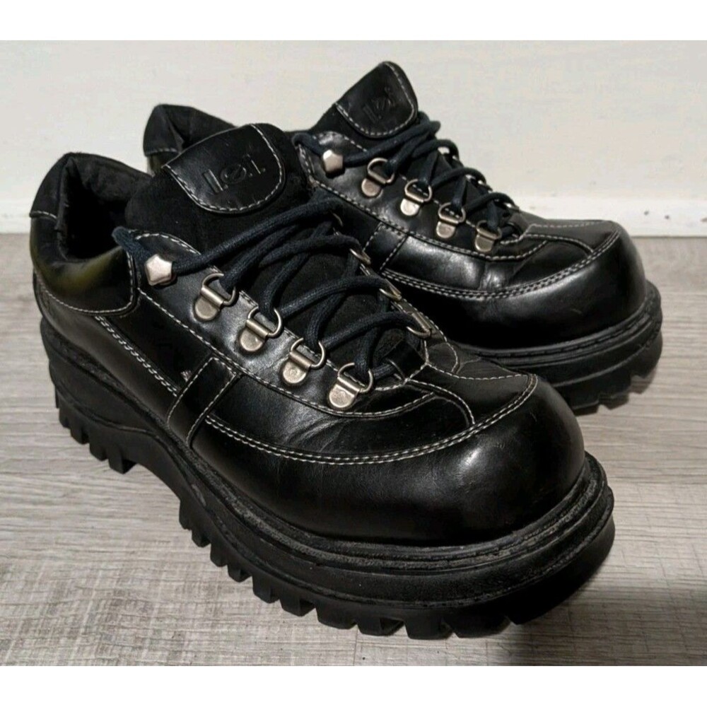 LEI 90’s Vintage Black Chunky Platform Loafer Oxfords Shoes Women's Sz 9 Sneaker